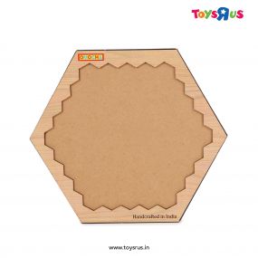 Omocha Hexagonal Tangram 14 pcs wooden Puzzle for Kids 3 Years+