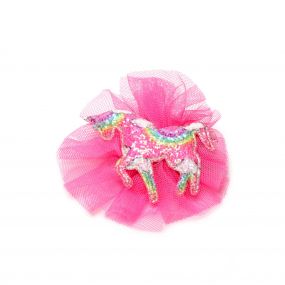 Stol'N multicolour sequin unicorn with dark pink net Hair Clip for age 3years& above
