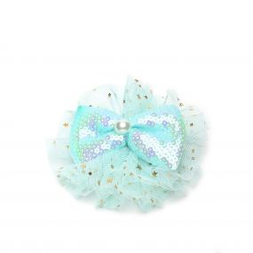 Stol'N shimmer sky blue Bow Hair Clip with net for age 3years& above