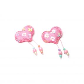 Stol'n Dark Pink Heart with Dangling Pearls Hair Clip (Set of 2 Pieces)