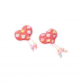 Stol'n Orange Heart with Dangling Pearls Hair Clip (Set of 2 Pieces)