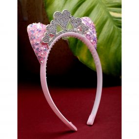Stol'n Sequin Embellished Heart Shaped Hair Band | Pink