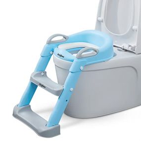 Baybee Aura Western Toilet Potty Seat for Kids, Baby Potty Training Seat Chair With Ladder, Adjustable Step Height, Cushion Seat, Blue