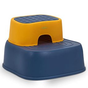 Baybee 2 Baby Step Stool for Kids-Plastic Stool for Toilet Squat Stool for Western Toilets Portable Non-Slip Squatting Toilet Bathroom Seat Foot Rest Stool for Potty Training Kids (Blue Yellow)