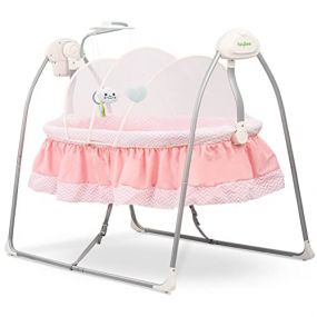 Baybee Wanda Electric Cradle for Baby, Automatic Swing Baby Cradle with Mosquito Net, Remote, Toy Bar & Music | Baby Cradle Crib Jhula | Baby Swing Cradle for Baby 0 to 2 Years Boys Girls (Pink)