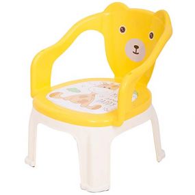 Baybee Portable Small Soft Cushion Plastic Chair for Kids Upto 30 Kg (Yellow)