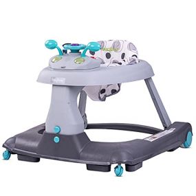 Baybee Zylo Baby Walker for Kids, Round Kids Walker with 3 Position Adjustable Height | Walker for Baby with Baby Toys and Music, Activity Walker for Babies 6 to 18 Months (Grey)