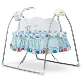 Baybee Wanda Electric Cradle for Baby, Automatic Swing Baby Cradle with Mosquito Net, Remote, Toy Bar & Music | Baby Cradle Crib Jhula | Baby Swing Cradle for Baby 0 to 2 Years Boys Girls (Blue)
