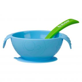 B.Box Silicone First Feeding Bowl Set With Spoon | Blue Green