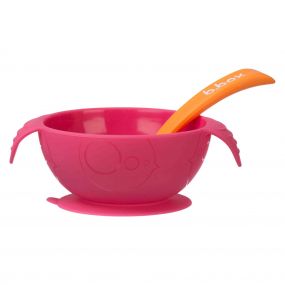 B.Box Silicone First Feeding Bowl Set With Spoon | Pink Orange
