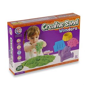 Ratna's Creative Sand Smooth And Non Sticky for Kids With 7 Wonders Moulds (Assorted Colours)