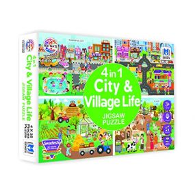 Ratnas 4In1 City And Village Life Jigsaw Puzzle 140 Pieces 3+