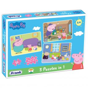 Frank Peppa Pig Jigsaw Puzzle Set of 3 | 26 Pieces | Multicolor