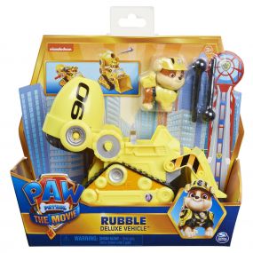 Paw Patrol Rubbles Deluxe Movie Transforming Toy Car with Collectible Action Figure