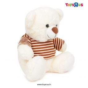 Mirada Plush 30Cm Sitting Teddy Bear Soft Toy With Brown Strip Dress | Butter Yellow