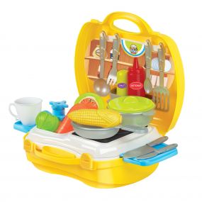 Itoys Luxury Kitchen Set Cooking Toy With Suitcase & Kitchen Accessories | Multicolor