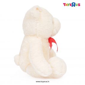 Mirada Soft Toy Beige Bear with Red Bow for Kids 35cms