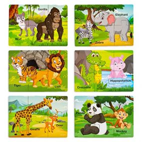 Ratnas My First Wooden Jigsaw Puzzle Wild Animals for Kids (36 Pieces)