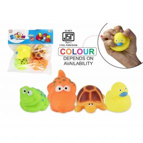 Itoys 4 Pcs Chu Chu Water Animals Soft Toys Non-Toxic for Toddler | Multicolour