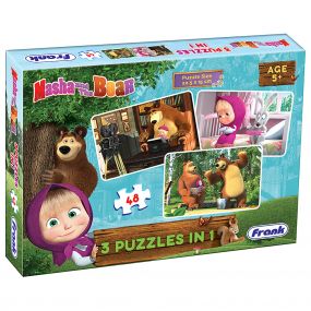 Masha And The Bear Jigsaw Puzzle Set of 3 | 48 Pieces | Multicolor