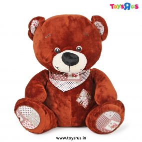 Chocolate Colour Teddy Bear With Muffler And Printed Ears | 39 Cm
