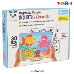 Magnetic Puzzles Aquatic Animals with 30 Big Magnetic Pieces, Write & Wipe Magnetic Board, Puzzle Guide, Sketch Pen & Duster