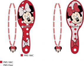 Lil Diva Minnie Mouse Hairbrush with Necklace (White and Red) for Girls 3 Years+