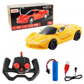 SEEDO Rechargeable Metallic Remote Control Racer Car High Speed Racing Sports Car with LED Headlights