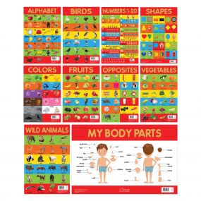 Wonder House Books Early Learning Educational 10 Charts Boxset for Kids | Perfect for Home-schooling