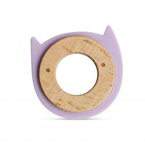 Little Rawr Wood And Silicone Disc Teether | Kitty | Purple