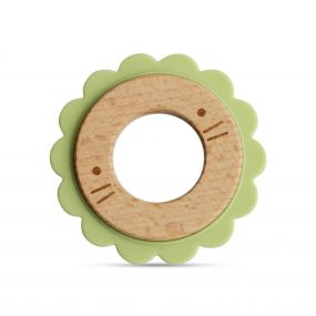 Little Rawr Wood And Silicone Disc Teether Lion | Green