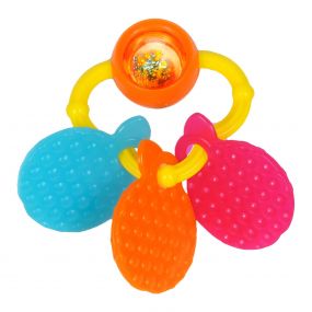 Giggles Funskool Non PVC Orange Teether Infant Toddler Toy for 4M+