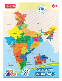 Funskool Play, Read & Learn India Toy Map, Educational, 104 Pieces, Puzzle, For 6 year Old Kids And Above, Multi Color