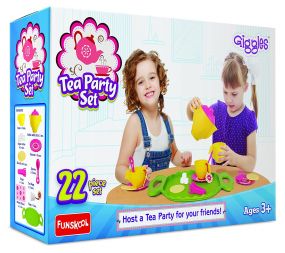 Giggles Tea Party Set - 22 Piece Colourful Pretend and Play Tea Set for 3Y+