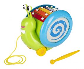 Giggles 3 in 1 Pull Along Musical Snail, Drum, Xylophone Infant Toys