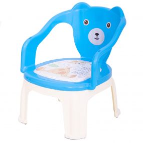 Baybee Portable Small Soft Cushion Plastic Chair for Kids Upto 30 Kg Variant 2-(12-24 Months), Blue