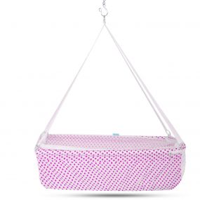 Bubbles Hanging Swing Cradle for Newborn Baby with Net and Spring Set 0-12 Months (Pink)