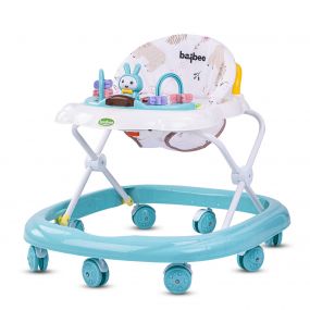 Baybee Bizzy Baby Walker For Kids, Round Kids Walker With 3 Position Adjustable Height | Walker For Baby With Baby Toys And Music, Activity Walker For Babies 6-18 Months (Teal)