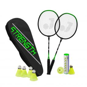 Jaspo Voyager Plus Gx-01 Series High Tempered Steel Shaft Racket Badminton Set With 6 Nylon Shuttlecocks Green Colour for Boys And Girls