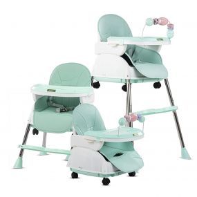 Baybee 4 in 1 Nora Convertible High Chair with Tray, Wheels, Safety Belt and Cushion, Green