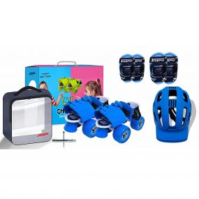 Jaspo L'Il Champs Baby Kids Quad Adjustable Junior Roller Skates Combo Sky-blue Colour