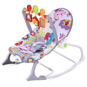 Baybee Nora Baby Rocker And Bouncer Chair With Soothing Vibrations Multi-Position Recline Portable Bouncer for Baby Boys Girls, Baby Rocker With 3 Point Safety Belt & Removable Baby Toys (Grey)