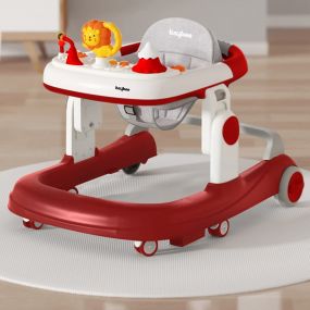 Baybee Astro 2 in 1 Baby Walker | Round Kids Walker for Baby with 3 Position Adjustable Height, Baby Toys and Music - Red