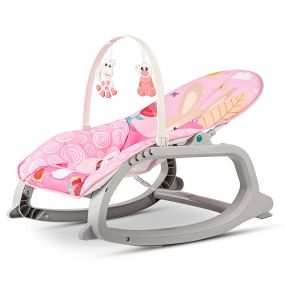 Baybee Daisy Baby Bouncer And Rocker Chair With Soothing Vibrations, Multi-Position Recline, 3 Point Safety Belt & Removable Baby Toys, Portable Baby Rocker Bouncer for 0 To 2 Years Boys Girls (Pink)