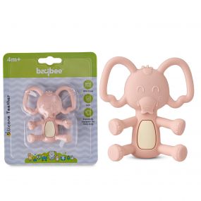 Baybee Elephant BPA Free 100% Food Grade Silicone Teether for Baby, Pink