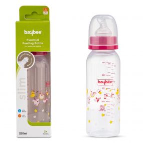 Baybee Slim Essential Safe & Non-Toxic, BPA-Free Food-Grade Silicone Baby Feeding Bottle 250ml