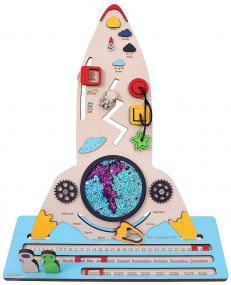 Toyshine Wooden Space Rocket Launch Busy Board Toys for Toddlers best for Montessori Skill Building