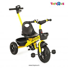 Baybee 2 in 1 Furitto Baby Tricycle for Kids, Baby Cycle With Adjustable Push Handle, Rubber Wheels & Safety Belt | Baby Kids Cycle Trikes| Kids Tricycle Cycle for Kids 1.5 To 5 Years Boy Girl(Yellow)