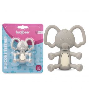 Baybee Elephant BPA Free 100% Food Grade Silicone Teether for Baby, Grey