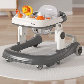 Baybee Astro 2 in 1 Baby Walker | Round Kids Walker for Baby with 3 Position Adjustable Height, Baby Toys and Music - Grey